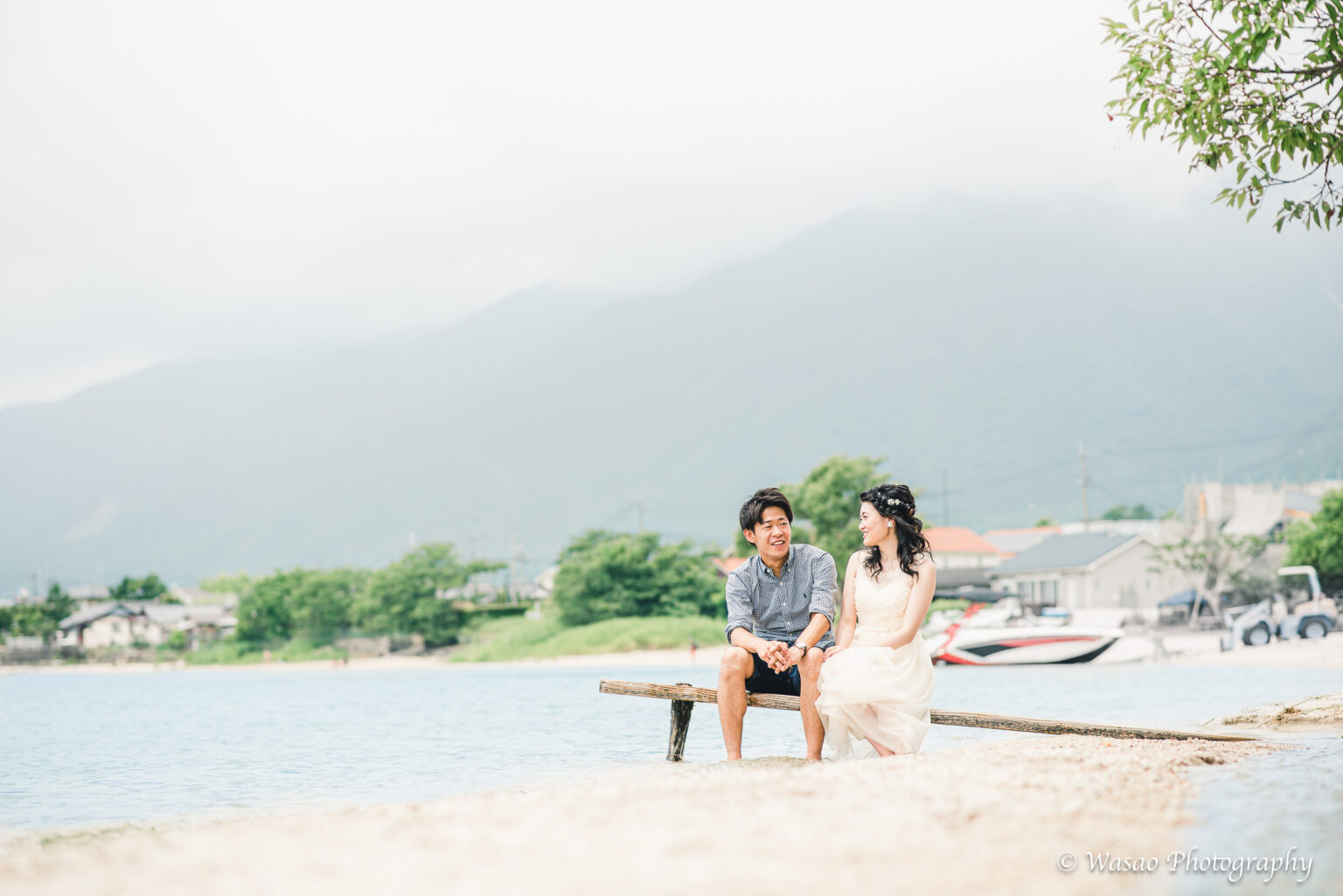 洋装前撮り　滋賀　琵琶湖　湖岸