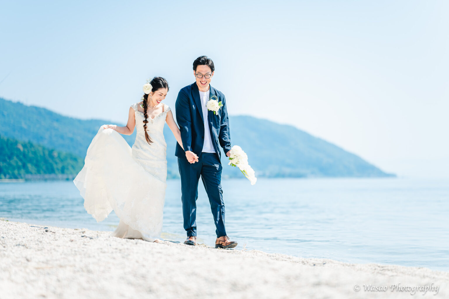洋装前撮り　滋賀　琵琶湖　湖岸